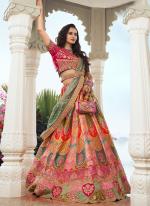 Banarasi Silk Multi Colour Bridal Wear Embroidery Work Lehenga Choli